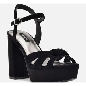Nine West Platform Heels Women's‎ Size 10M Black Suede Ankle Strap Sandals NEW